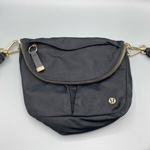 lululemon athletica Black Crossbody Bag with Gold Details​